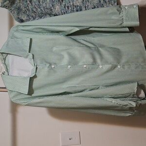 Unbranded Green/White Stripe Button-down Top Size 2X